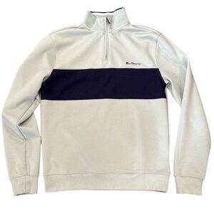 Ben Sherman Men’s Long Sleeve 1/4 Zip Vintage Green Navy Sweatshirt Size Small